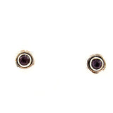 Silver Stud Earrings with half sphere cabochon gemstone with silver surround