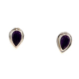 Sterling Silver Teardrop Gem-set Stud Earrings with Silver Surround for Your Daily Wear