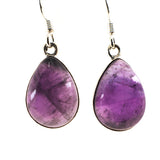 Earrings Drop Amethyst Silver Pear Shape
