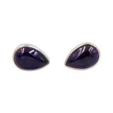 Elegant Teardrop shaped Sterling Silver Small Stud Earring with a beautiful handpicked Gemstone