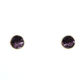 High Bezel Setting Sterling Silver Gem-set Stud Earring