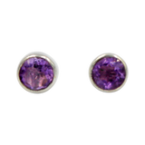 High Bezel Setting Sterling Silver Gem-set Stud Earring