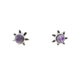 Sterling Silver Sun Shaped Stud Earring with a Colourful Gemstone