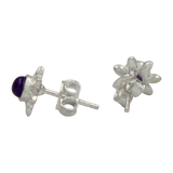 Sterling Silver Sun Shaped Stud Earring with a Colourful Gemstone