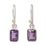 Faceted Rectangular shape Gemstone Sterling Silver Drop Earring