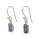 Faceted Rectangular shape Gemstone Sterling Silver Drop Earring