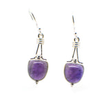 A lovely Sundari ethnic pair of earrings with a semi-round cabochon stone.