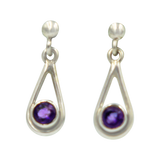 Simple Sterling Silver Teardrop Stud Earring with a faceted gemstone or Fresh Water Pearl