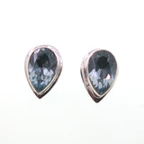 Sterling Silver Teardrop Gem-set Stud Earrings with Silver Surround for Your Daily Wear