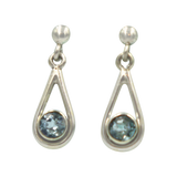 Simple Sterling Silver Teardrop Stud Earring with a faceted gemstone or Fresh Water Pearl