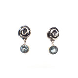 Beautifully Handcrafted Intricate Rose Stud Earring with a faceted gemstone