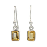 Faceted Rectangular shape Gemstone Sterling Silver Drop Earring