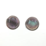 Small Round Simple Sterling Silver Cabochon Stud Earring