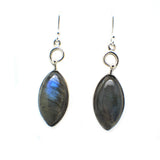 A large (18mm) marquis shaped cabochon gem-set earrings