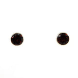 High Bezel Setting Sterling Silver Gem-set Stud Earring