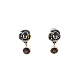 Beautifully Handcrafted Intricate Rose Stud Earring with a faceted gemstone