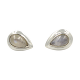 Sterling Silver Teardrop Gem-set Stud Earrings with Silver Surround for Your Daily Wear