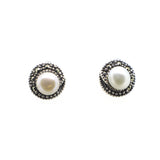 Earrings Marcasite & Pearl