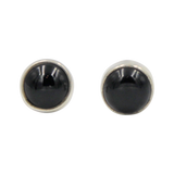 Small Round Simple Sterling Silver Cabochon Stud Earring