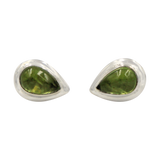Sterling Silver Teardrop Gem-set Stud Earrings with Silver Surround for Your Daily Wear