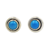 Silver Stud Earrings with half sphere cabochon gemstone with silver surround