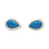 Sterling Silver Teardrop Gem-set Stud Earrings with Silver Surround for Your Daily Wear