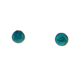 Small Round Simple Sterling Silver Cabochon Stud Earring