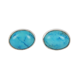 Oval Shaped Cabochon Stud Earring