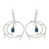 Twisted wire Sterling Silver Dangle Earrings Accents with  a faceted gemstone