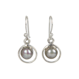 Handcrafted Sterling Silver half sphire cabochone gem-set Earring