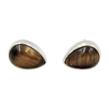 Elegant Teardrop shaped Sterling Silver Small Stud Earring with a beautiful handpicked Gemstone
