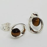 Oval earrings Tigers Eye
