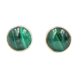 Small Round Simple Sterling Silver Cabochon Stud Earring