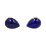 Elegant Teardrop shaped Sterling Silver Small Stud Earring with a beautiful handpicked Gemstone