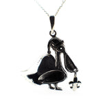 Necklace Plain Silver Pelican Bird