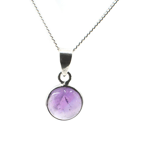 Pendant Amethyst Round Stone Silver