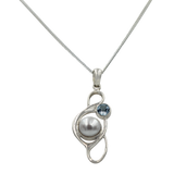 Large Pearl Swirly Pendant with an accent gemstone