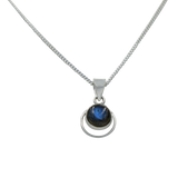 Round Sterling Silver Pendent with a Cbuchone gemstone