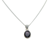 Cute oval faceted pendant set on a deep bezel setting