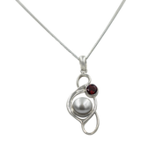 Large Pearl Swirly Pendant with an accent gemstone
