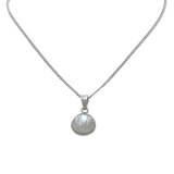Sterling Silver simple Round pendant with a half sphere cabuchone gemstone or a Pearl