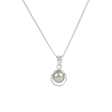 Round Sterling Silver Pendent with a Cbuchone gemstone