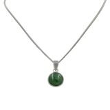Sterling Silver simple Round pendant with a half sphere cabuchone gemstone or a Pearl
