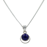 Round Sterling Silver Pendent with a Cbuchone gemstone