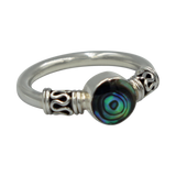Chunky wire solid sterling silver ring with a beautiful natural seashell head.