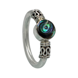 Chunky wire solid sterling silver ring with a beautiful natural seashell head.
