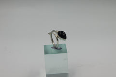 Sundari twisted Sterling Silver Ring with a Large Teardrop Cabochon Gemstone