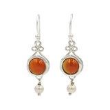 A lovely unique and a very intricate design of Sundari ethnic pair of earrings with round cabochon stone