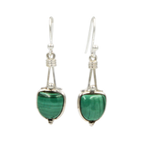 A lovely Sundari ethnic pair of earrings with a semi-round cabochon stone.