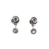 Beautifully Handcrafted Intricate Rose Stud Earring with a faceted gemstone
